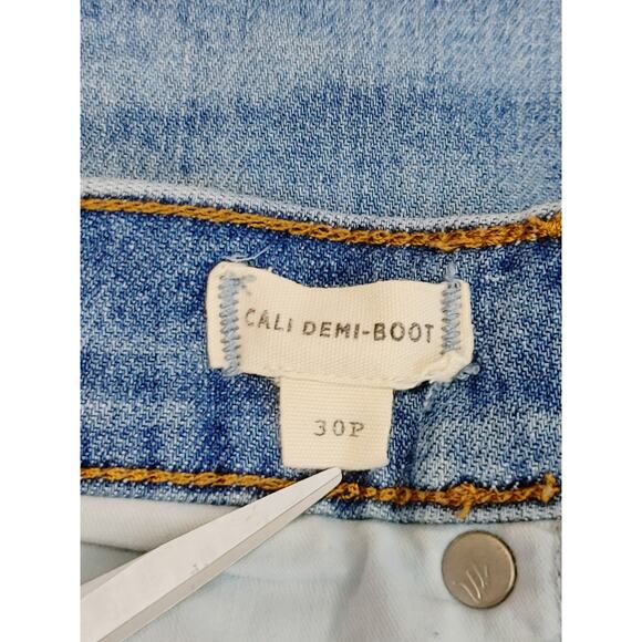 Madewell Cali Demi Boot Jeans Blue Denim Frayed Hem Mid Rise Womens 30P - Picture 4 of 7